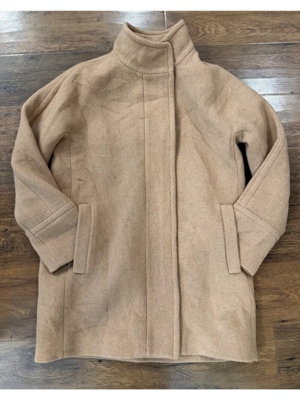 J. Crew Womens Pea Coat Wool Blend Camel Tan Sz 10 - Picture 3 of 12